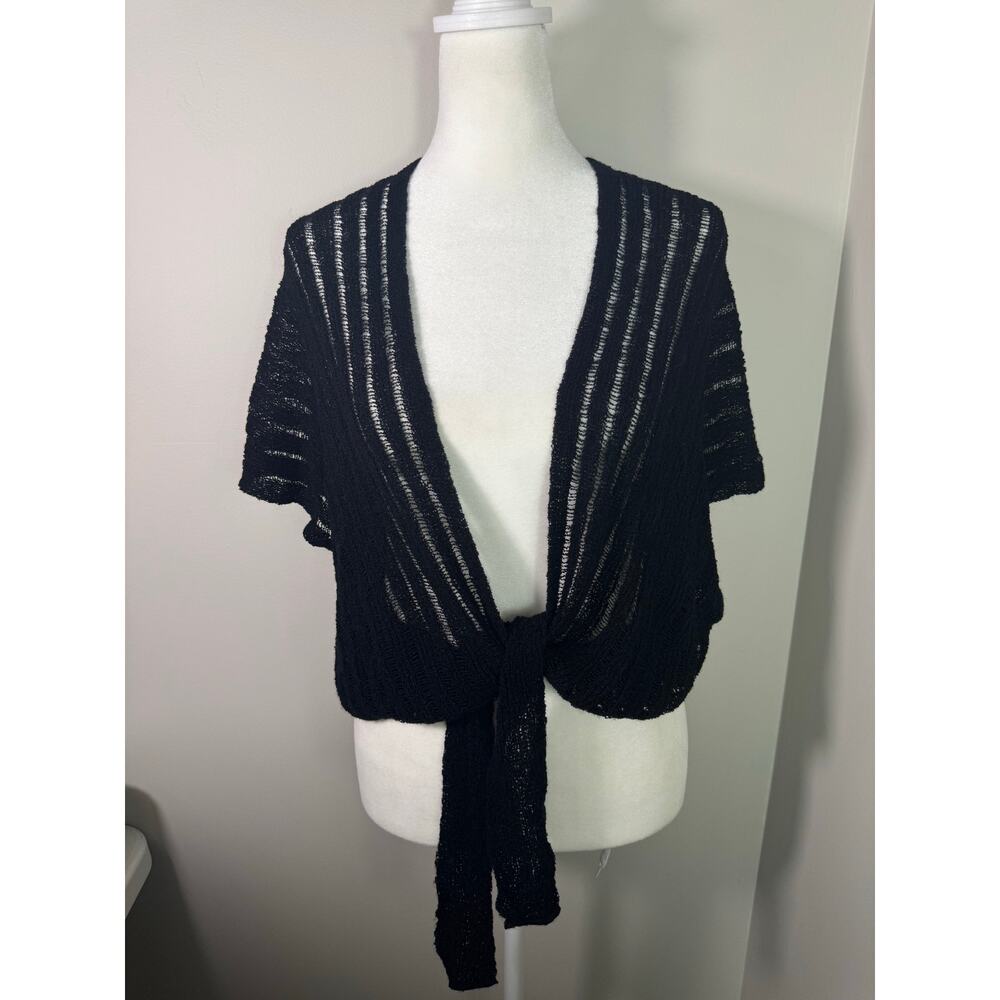 Vintage 90s Y2K Black Mesh Shrug One Size